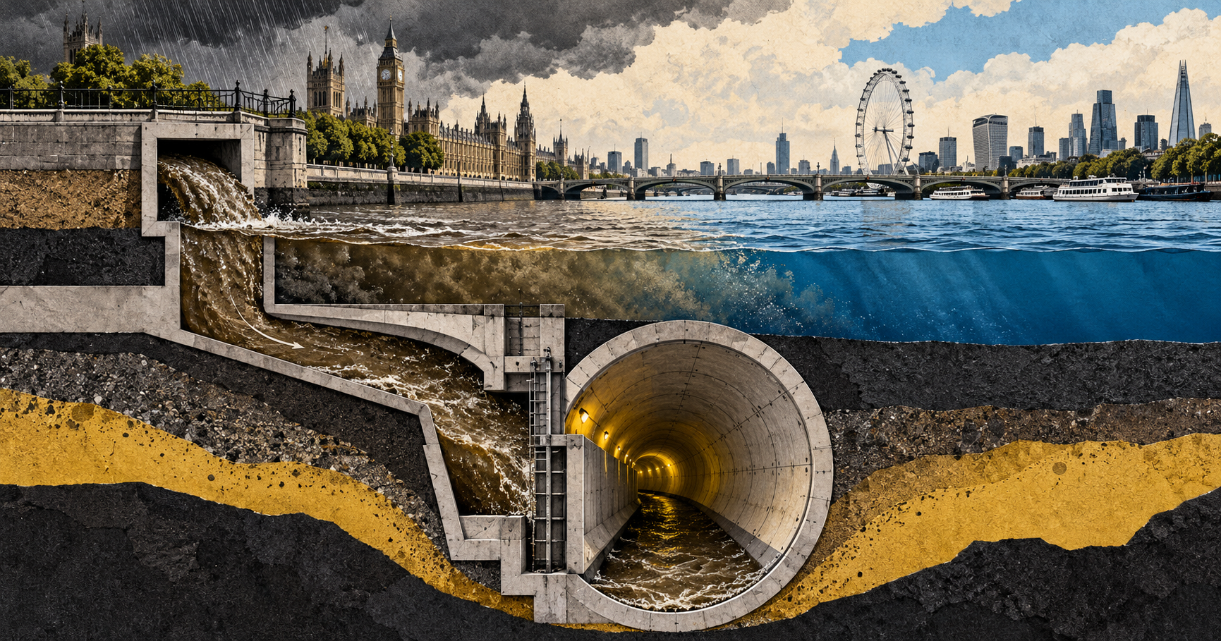 LONDON'S SUPER SEWER CUT MODELED STORM-OVERFLOW VOLUME 86%.
